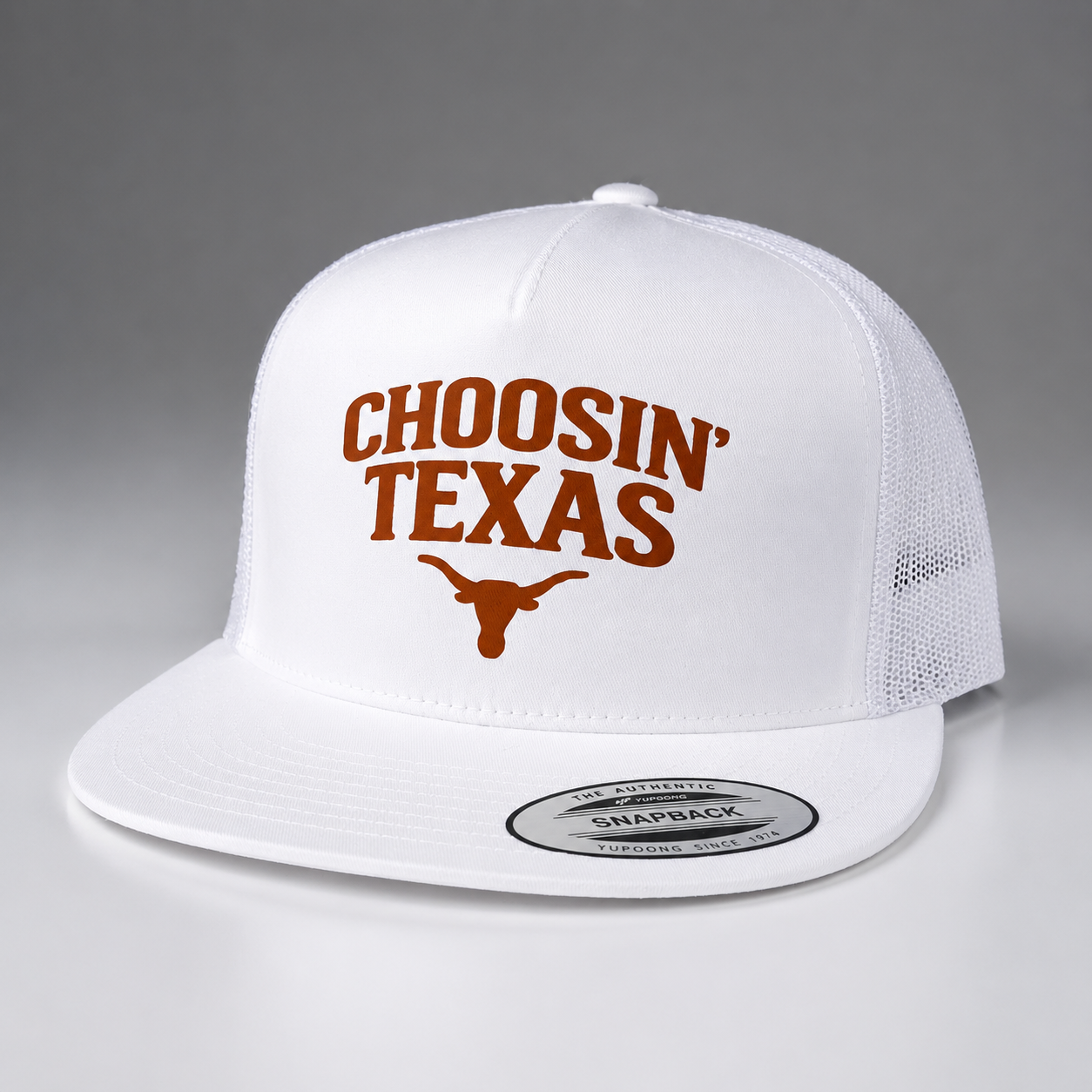 Choosin' Texas (Longhorn) White Flat Bill | Joe's Hat Co.